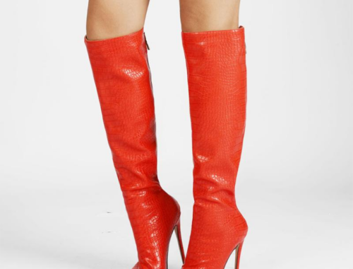 レディース ロング ブーツ ポインテッドトゥ オーストリッチ ピンヒール8cm セキュアデポ