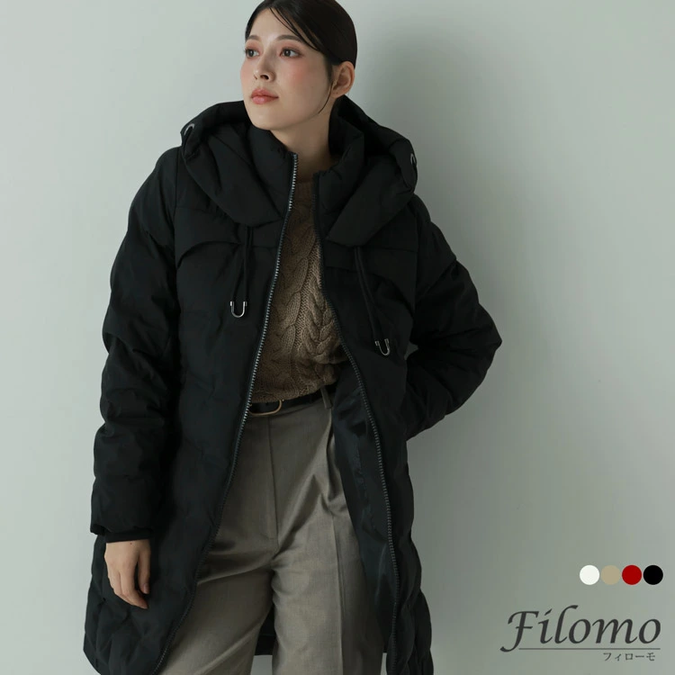 レディース ダウン コート ロング フード Filomo