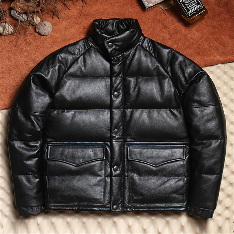 メンズ 本革 レザー ダウン ジャケット 玉屋