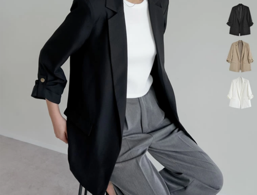 レディース テーラード シングル ジャケット 七分袖 Re:EDIT