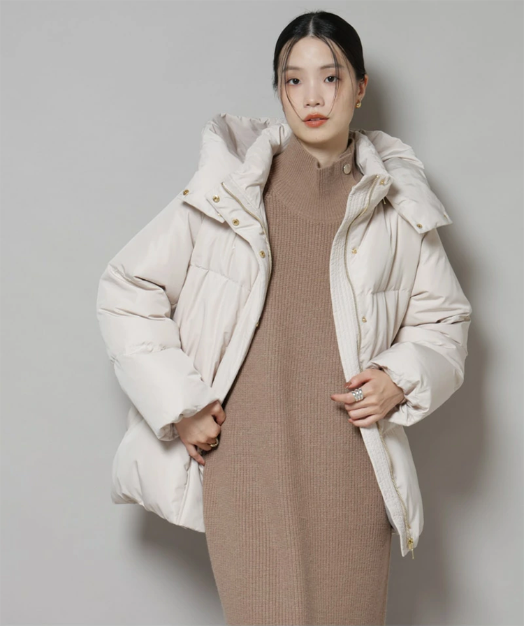 レディース ダウン コート ミディー フード NANO universe