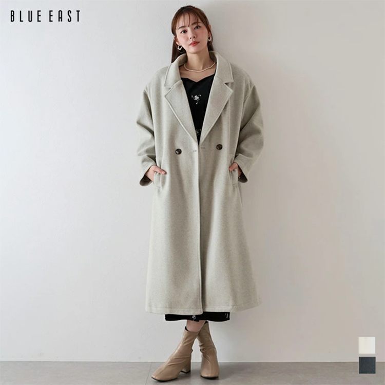 レディース テーラード チェスター コート ロング BLUEEAST