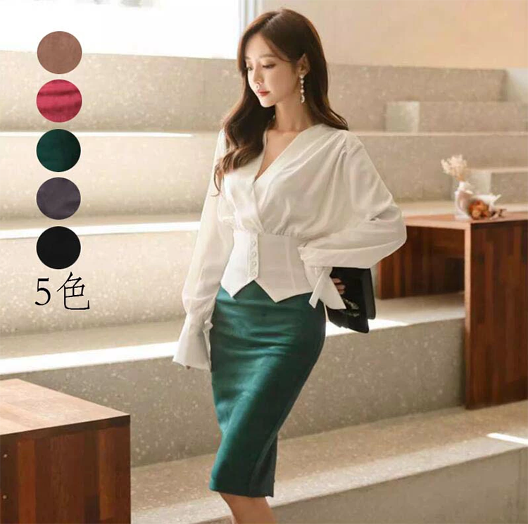 レディース スゥエード タイトスカート 膝丈 60cm丈 バックスリット バックファスナー ゆうのショップ