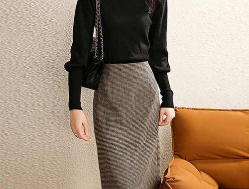 レディース ギンガムチェック タイトスカート 膝丈 67~69cm丈 バックスリット バックファスナー パリスマダム