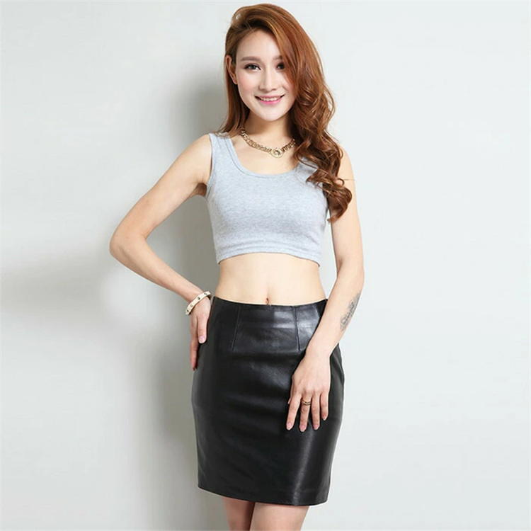 レディース ラムレザー 本革 ミニタイトスカート ミディアム丈 43～44cm丈 バックファスナー