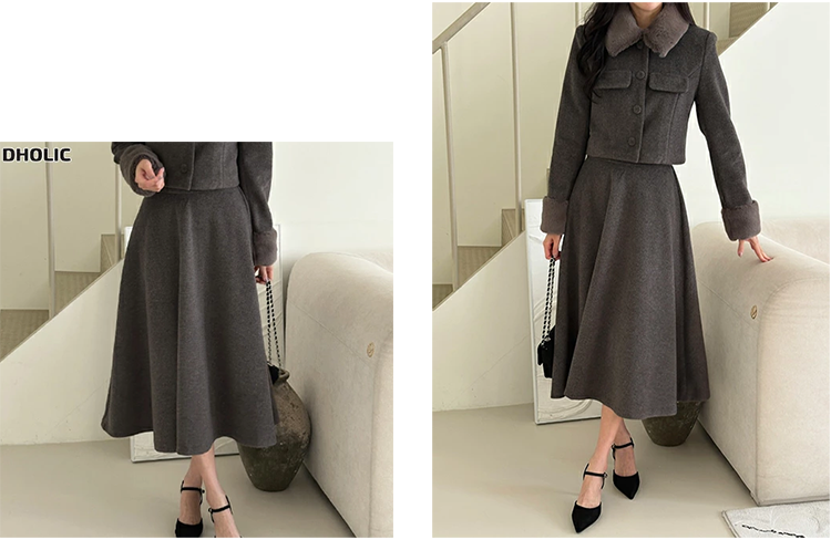 レディース Aラインフレアスカート ロング 76～78cm丈 バックファスナー DHOLIC