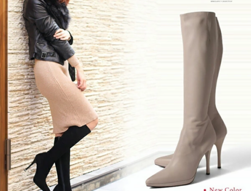 レディース 本革 ロング ブーツ ポインテッドトゥ ピンヒール11.5cm comex コメックス