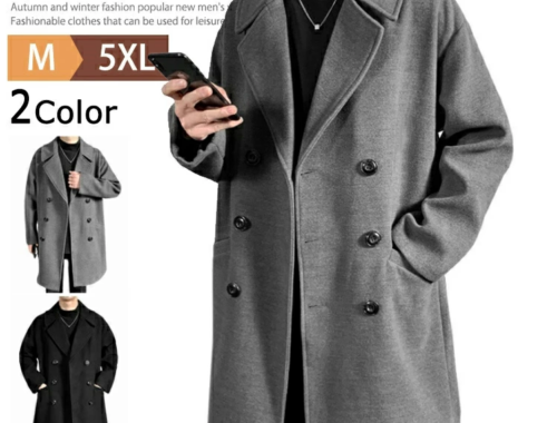 メンズ ダブル チェスター コート ロング コロニー