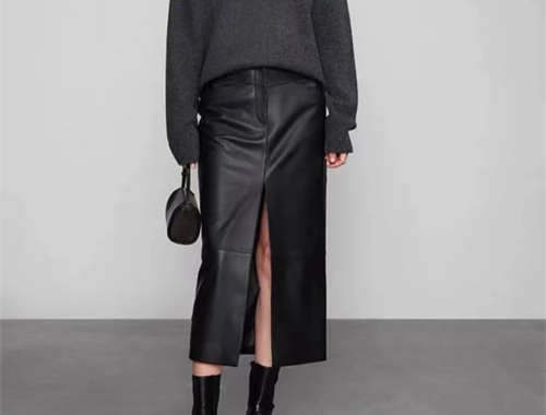 レディース 本革 ロングタイトスカート 82～85cm丈 フロントスリット フロントファスナー ソーシャルハーツ