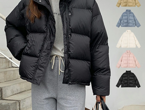 レディース ダウン ジャケット コート ショート 立ち襟 牧光