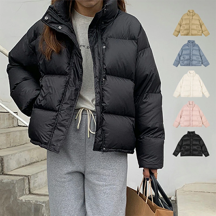 レディース ダウン ジャケット コート ショート 立ち襟 牧光