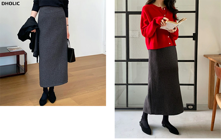 レディース タイトスカート ロング 88～89cm丈 バックスリット バックファスナー DHOLIC