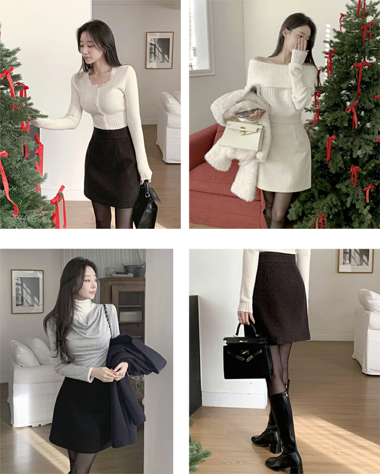 レディース Aライン ミニ フレア スカート 45.5-47.5cm丈 サイドファスナー DHOLIC