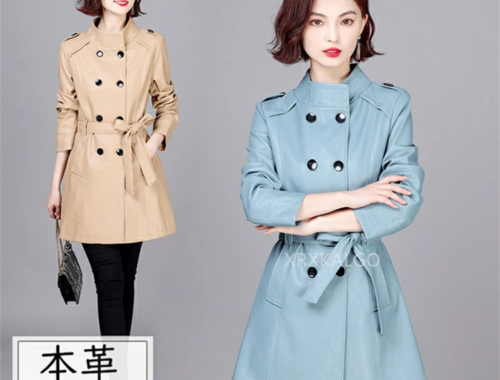 レディース トレンチ コート ラムレザー 本革 ロング丈 つげ村 shop