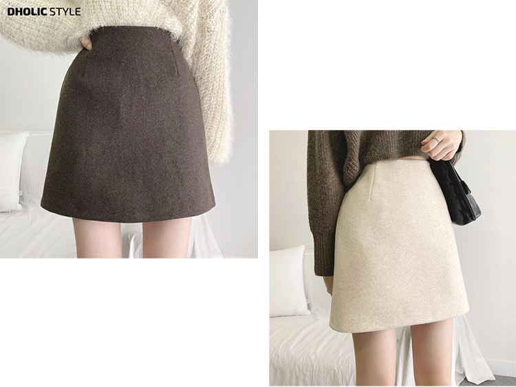 レディース Aライン ミニスカート パンツ 41cm丈 サイドファスナー DHOLIC