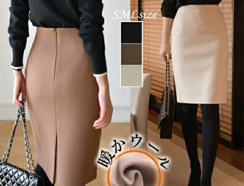 レディース タイトスカート 膝丈 58cm丈 バックスリット バックファスナー Seoul days