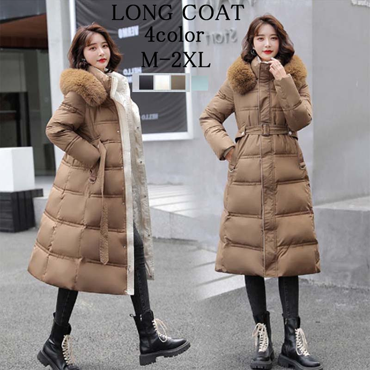 レディース フェイク ダウン コート ロング丈 フード 中綿 kobe-garden