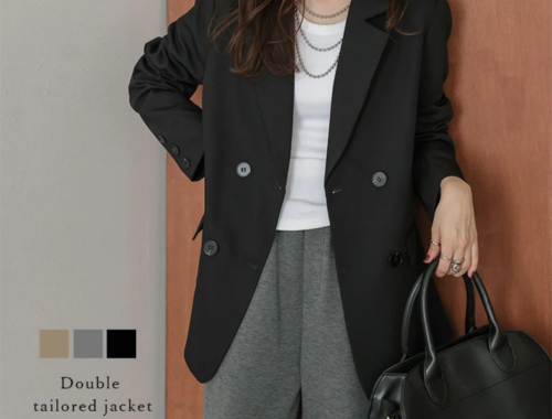 レディース テーラード ダブル ジャケット 4つボタン オーバーサイズ SUGAR BISKET