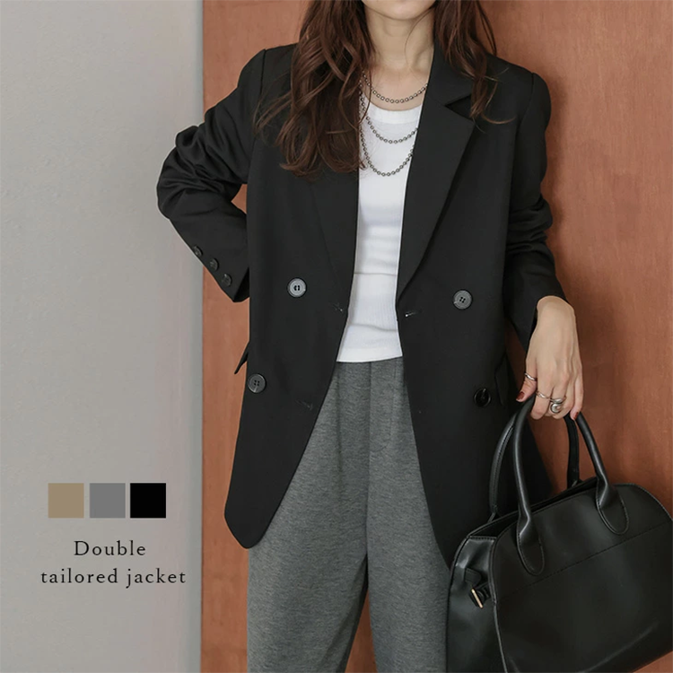 レディース テーラード ダブル ジャケット 4つボタン オーバーサイズ SUGAR BISKET