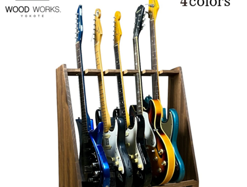 新品 エレキギター スタンド ラック 5本掛 木製 WOODWORKS