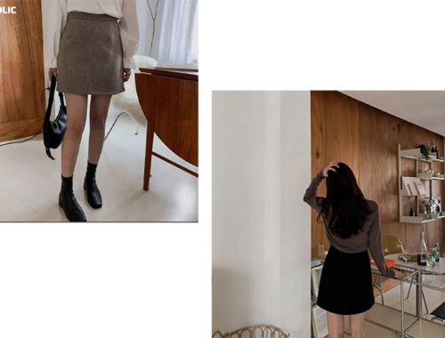 レディース ウール混 ダーツ ライン ミニスカート 40.5~41.5cm丈 DHOLIC