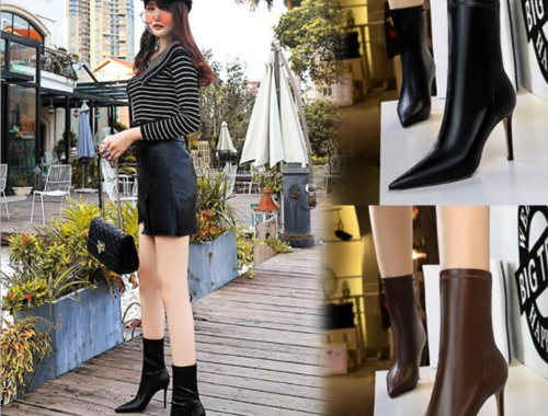 レディース ショート ブーツ ポインテッドトゥ ピンヒール9.5cm Livio