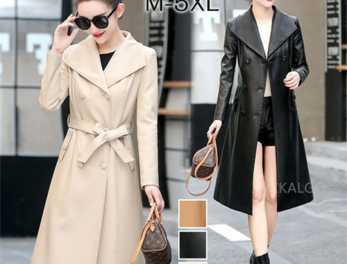 レディース ラムレザー トレンチ コート ロング丈 ダブル 6つボタン 本革 つげ村 shop