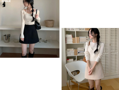 レディース ミニスカート 台形 38-39cm丈 バックファスナー DHOLIC