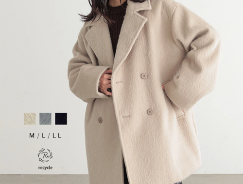 レディース ダブル ピーコート ハーフ丈 コクーンシルエット for/c