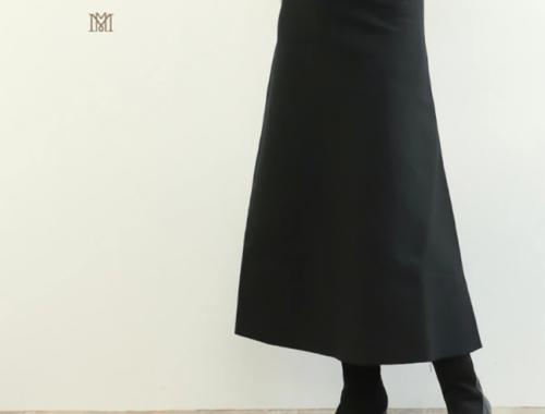 レディース ニット Aライン フレアスカート ロング丈 82cm丈 バックファスナー marmors