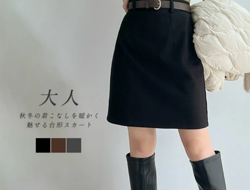 レディース Aライン ミディースカート 51-53cm丈 ウエストゴム バックファスナー GLS