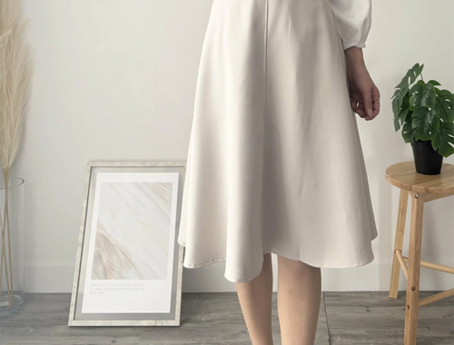 レディース フレアスカート ひざ丈 61-65cm丈 サイドファスナー Amulet