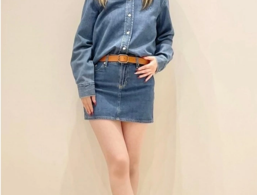 レディース デニム ミニスカート 33.5-35cm丈 フロントファスナー GAP