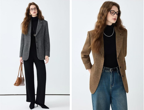 レディース シングル テーラード CREAM ジャケット 3つ釦 [YUANYUAN]