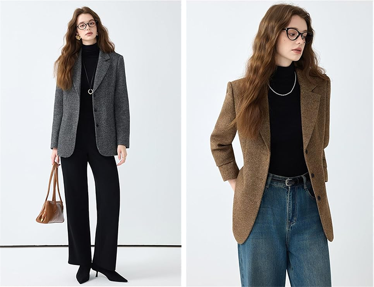 レディース シングル テーラード CREAM ジャケット 3つ釦 [YUANYUAN]