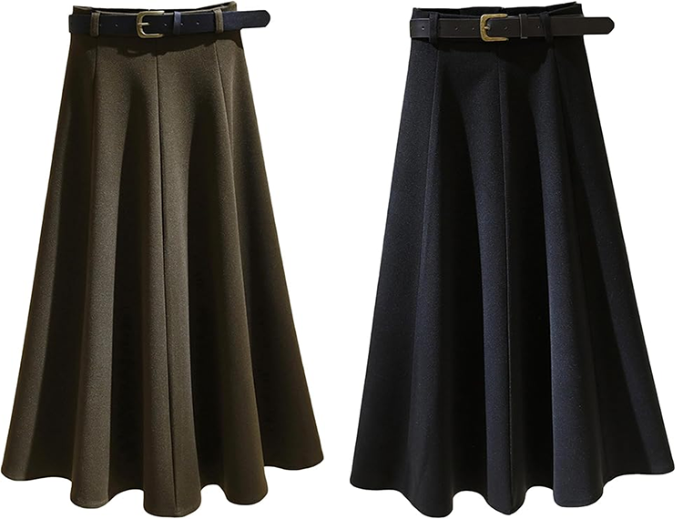 レディース Aライン フレアスカート ミモレ丈 84-88cm丈 バックファスナー [イノヤ]