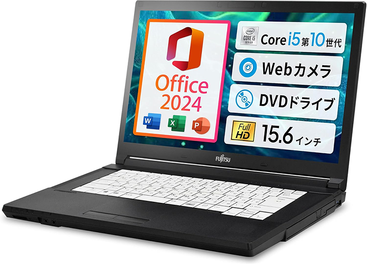 中古 ノートパソコン PC 富士通 LIFEBOOK A5510 Windows11 15.6型 CPU 10世代 Core i5-10310U メモリ 8GB SSD 256GB 無線LAN Wi-Fi6 MS office H&B 2024