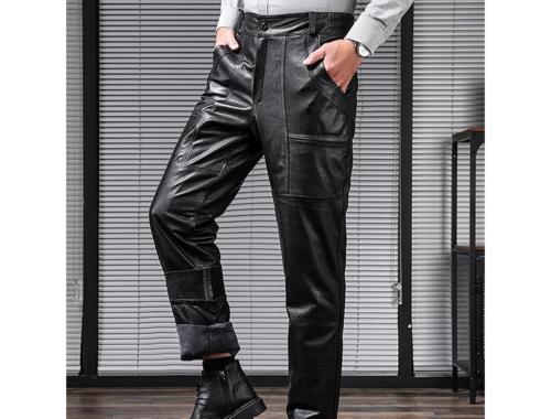 メンズ ラム レザー パンツ 本革 [WOOYOO]