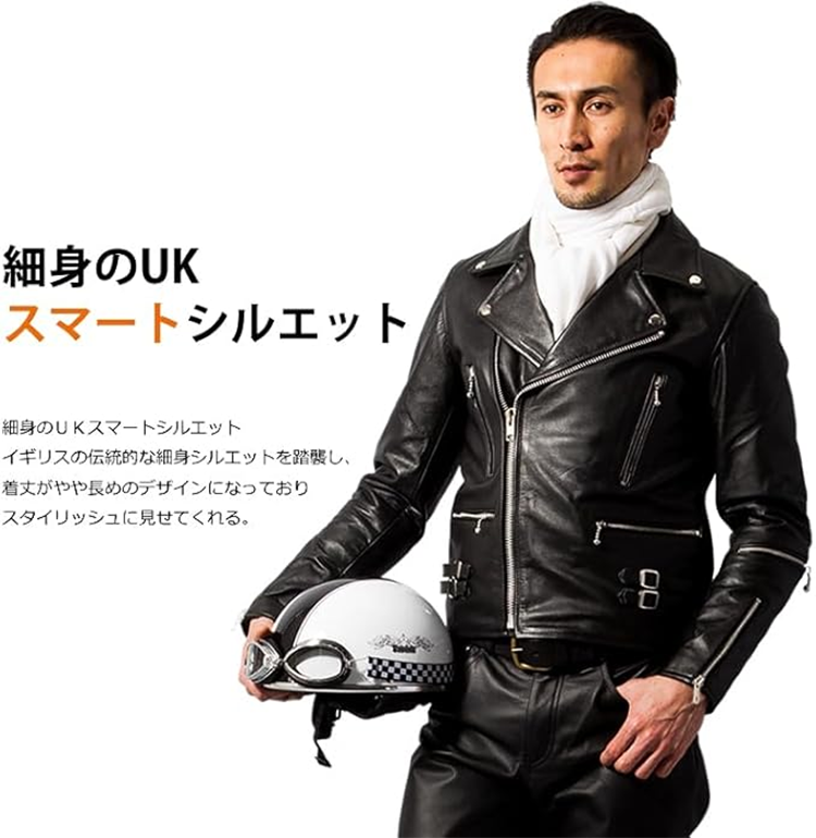 メンズ レザー 本革 UK ダブル ライダース ジャケット 3347 [Liugoo Leathers]