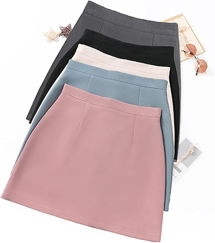 レディース PUレザー Aライン ミニタイトスカート 38-43cm丈 膝上 バックファスナー [AORKU]