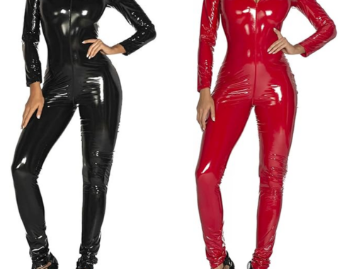 レディース ボディー キャット スーツ レオタード パテントレザー フロントジッパー [Lpdshaa]