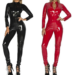レディース ボディー キャット スーツ レオタード パテントレザー フロントジッパー [Lpdshaa]