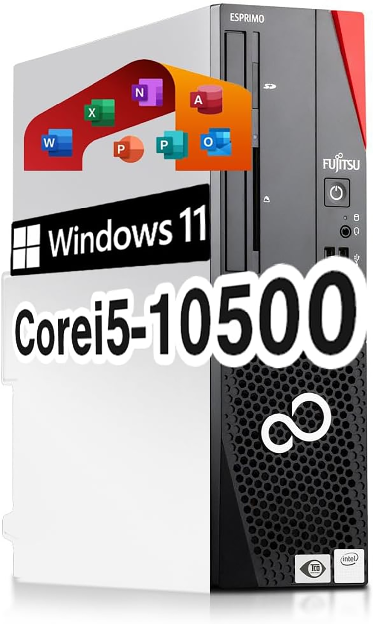 中古 デスクトップパソコン PC 富士通 FMV ESPRIMO D7010/F Windows11 CPU 10世代 Core i5-10500 メモリ 16GB SSD 256GB 無線LAN モニター なし MS Office 2021