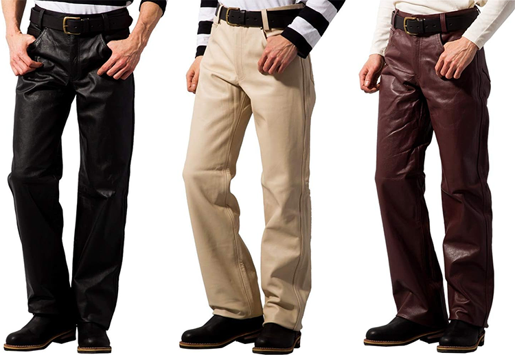 メンズ ライダース レギュラーフィット レザー パンツ 本革 Horn Works 3865 [Liugoo Leathers]