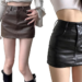 レディース PUレザー ミニタイトスカート 37-42cm丈 膝上 フロントファスナー [イノヤ]